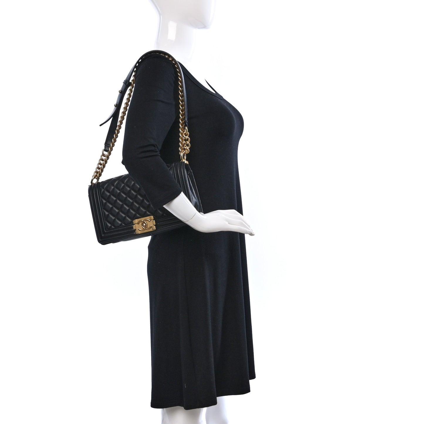 Lambskin Quilted Medium Boy Flap Black