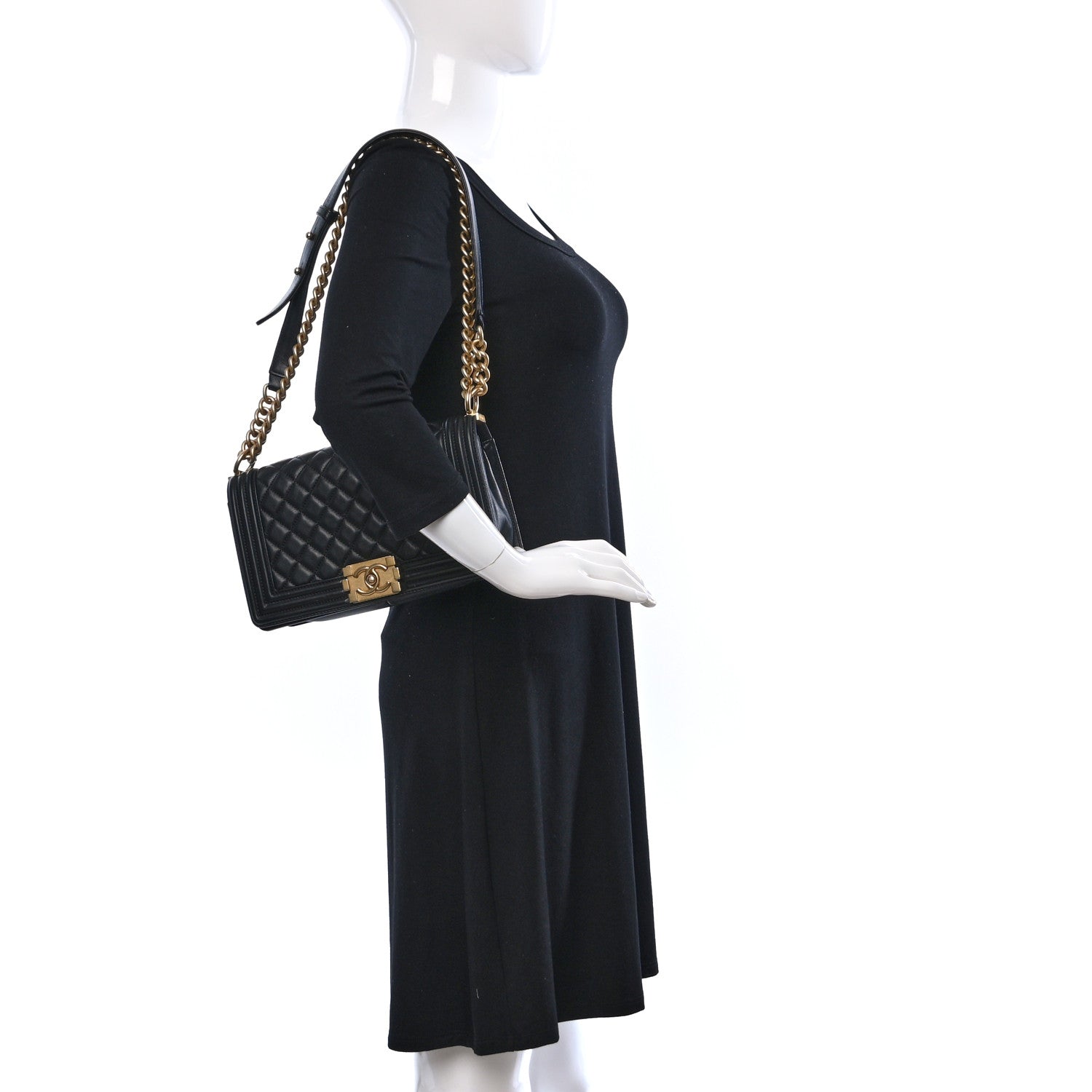 Chanel Lambskin Quilted Medium Boy Flap Black 2 of 14