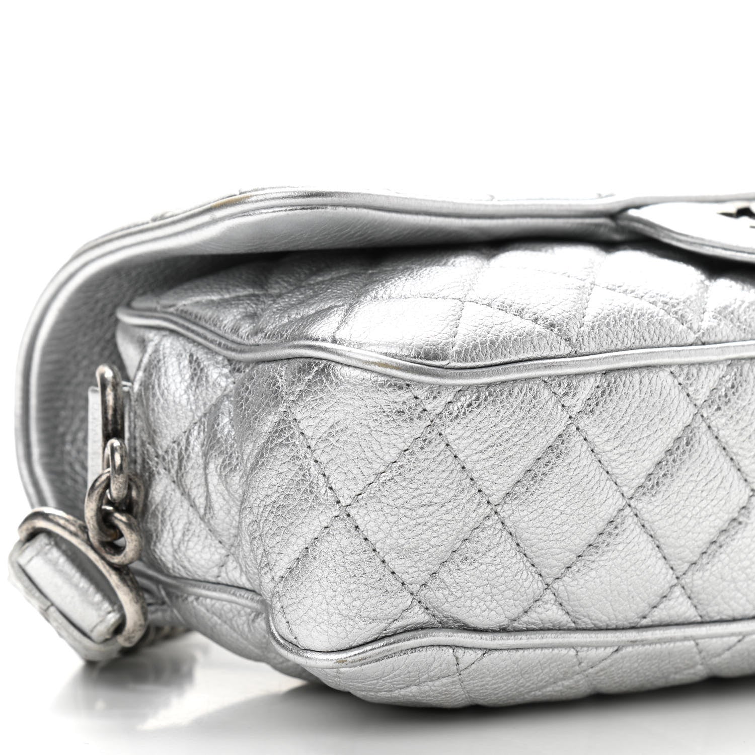 Chanel Metallic Grained Calfskin Quilted Small Casual Rock Flap Silver 9 of 10