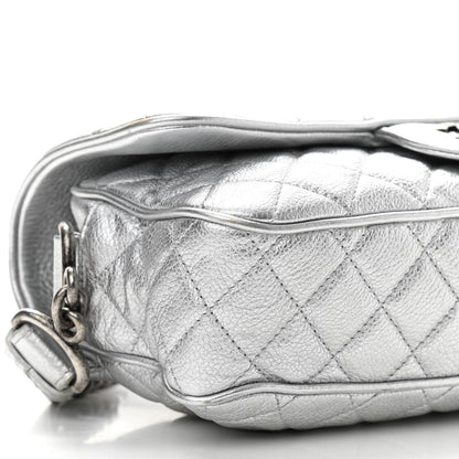 Chanel Metallic Grained Calfskin Quilted Small Casual Rock Flap Silver 9 of 10