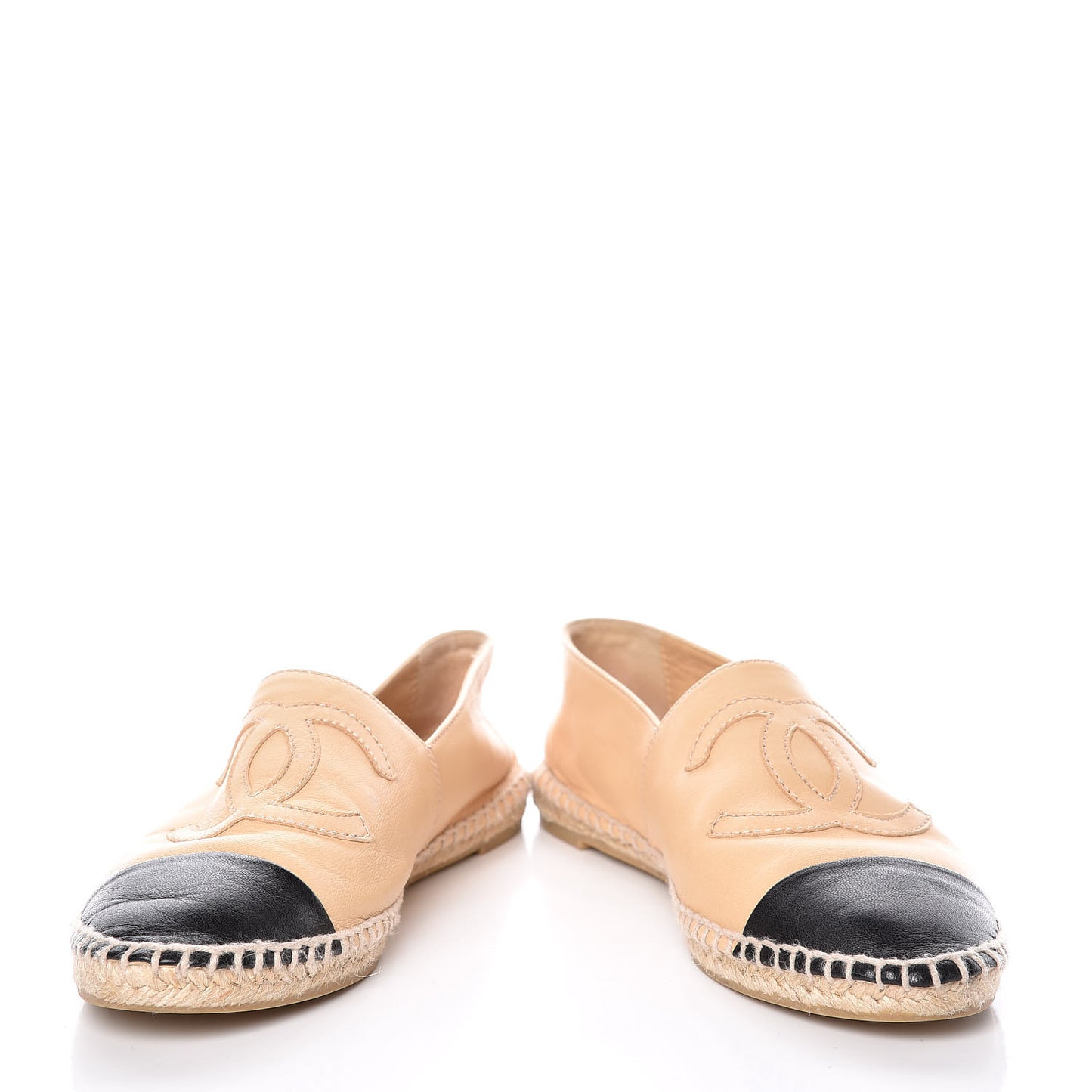 Lambskin CC Espadrilles 36 Beige Black