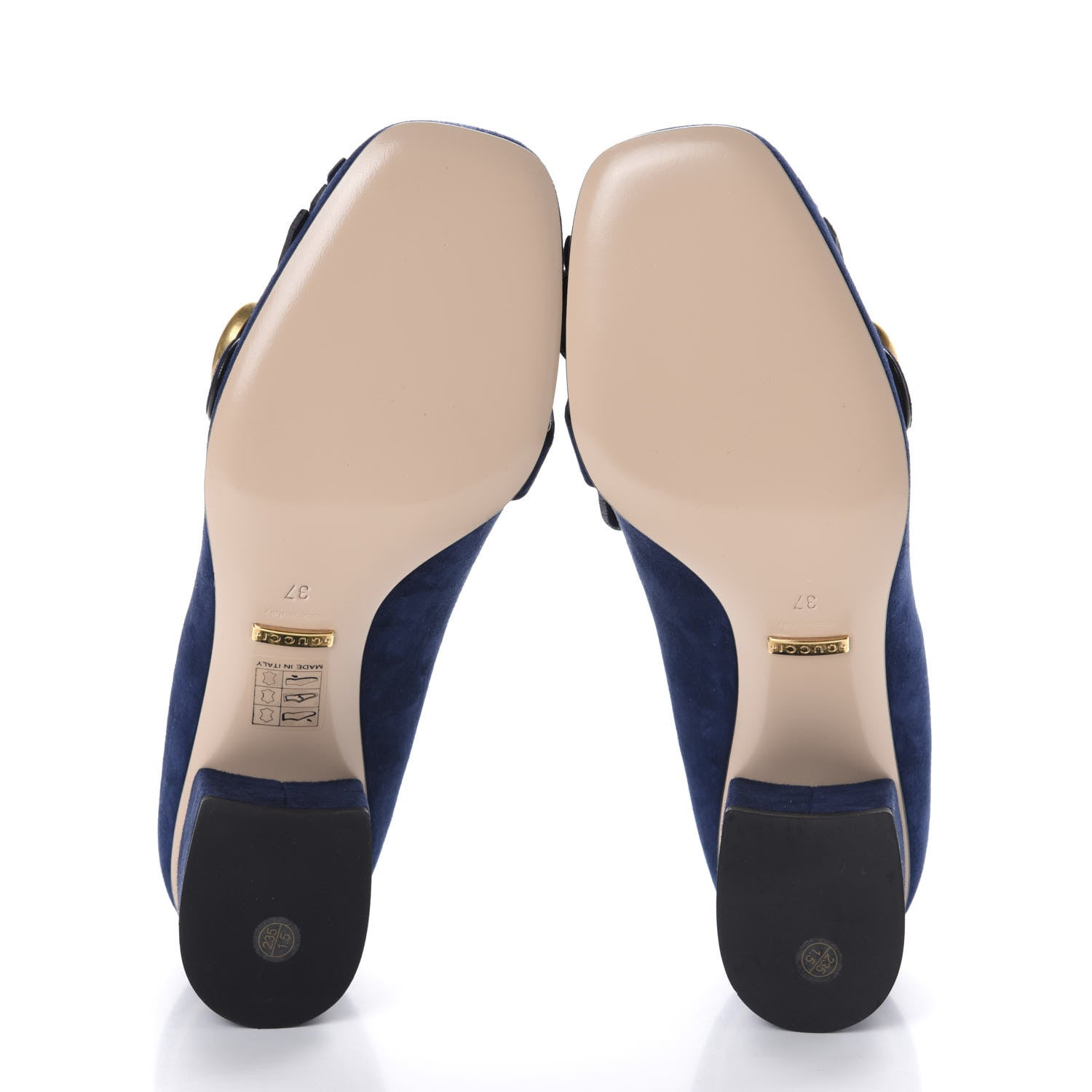 Gucci Kid Scamosciato GG Marmont Fringe 50mm Loafer Pumps 37 Blue Ink 8 of 10