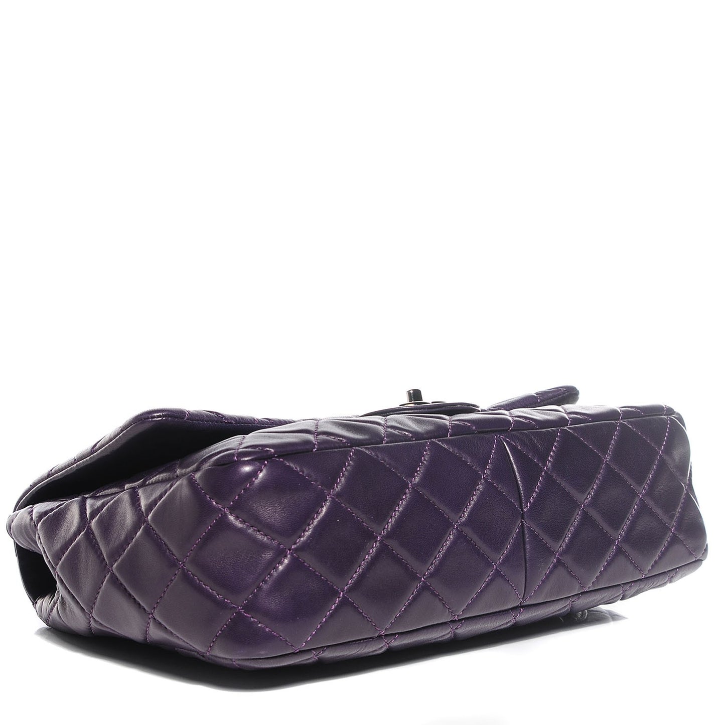Lambskin Quilted Jumbo Single Flap Dark Purple