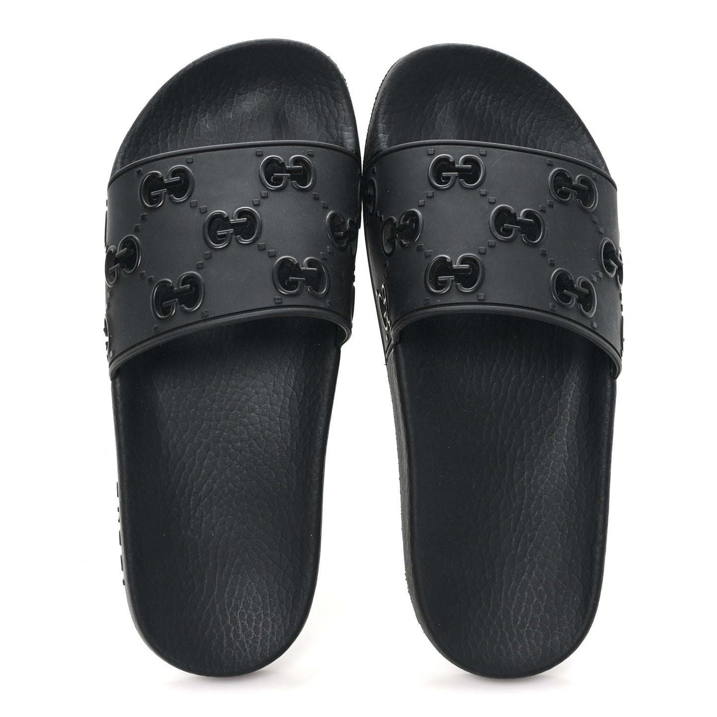Rubber GG Monogram Perforated Womens Slide Sandals 37 Black