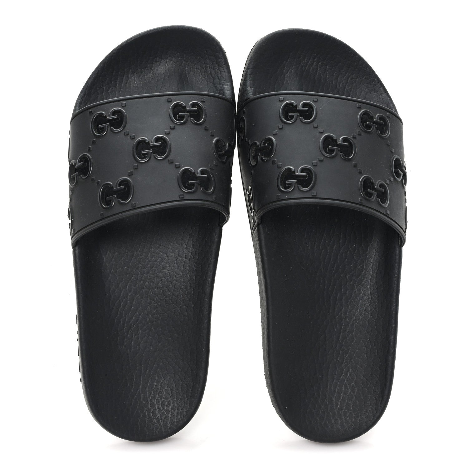Gucci Rubber GG Monogram Perforated Womens Slide Sandals 37 Black 2 of 8
