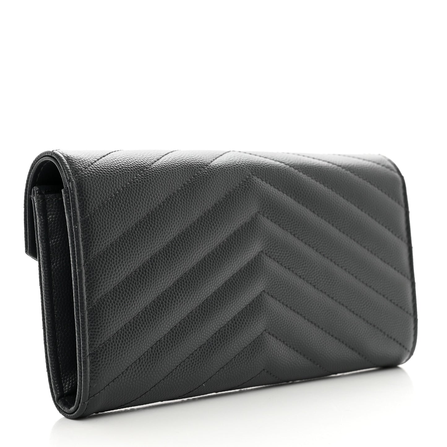 Grain De Poudre Matelasse Chevron Monogram Flap Wallet Dark Smog