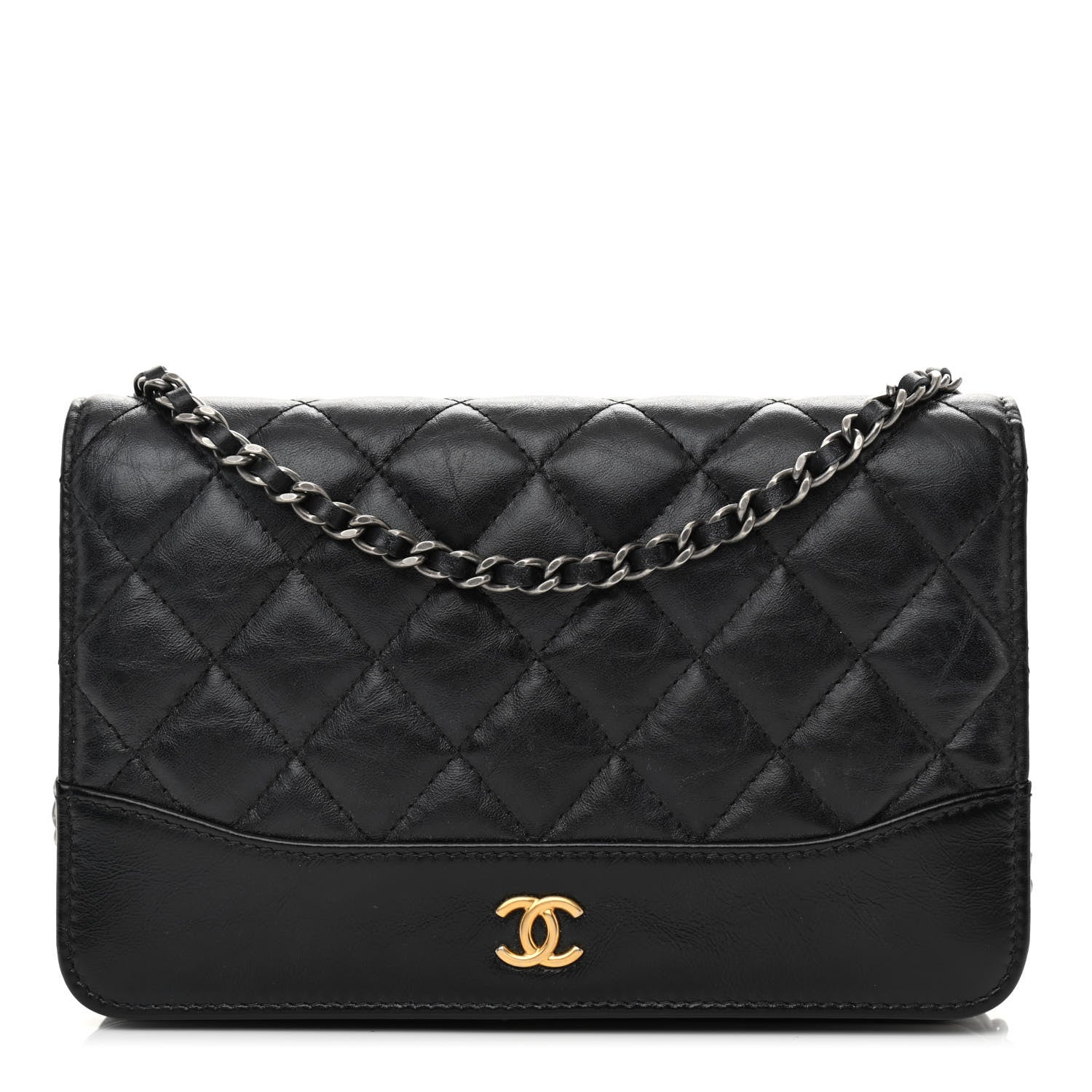 Chanel Aged Calfskin Quilted Gabrielle Wallet On Chain WOC Black 1 of 13