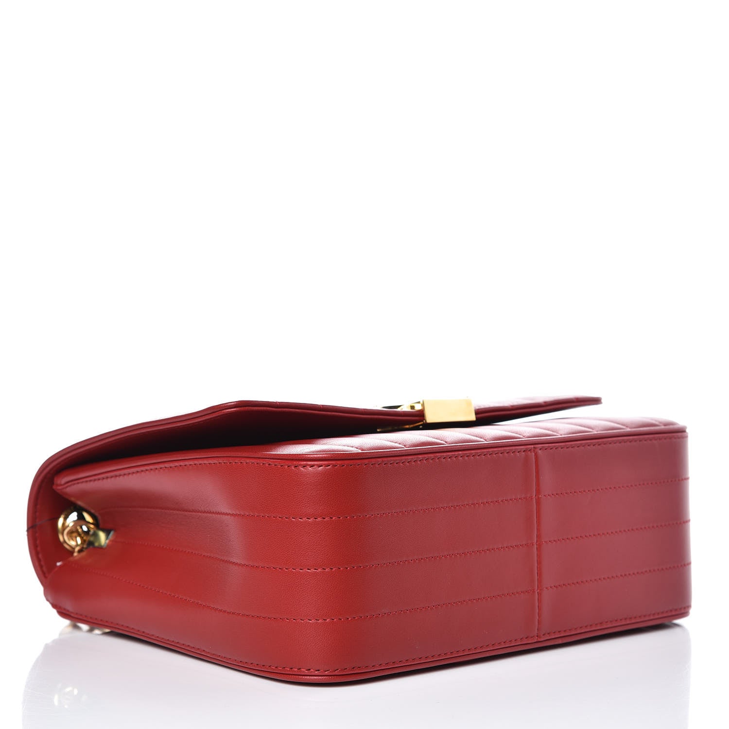 Saint Laurent Grain De Poudre Matelasse Monogram Medium Vicky Chain Bag Red 4 of 9