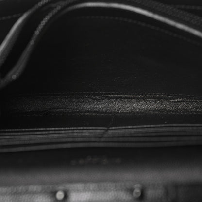 Saint Laurent Grain De Poudre Matelasse Chevron Monogram Monochrome Chain Wallet Black 5 of 13