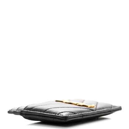 Saint Laurent Grain De Poudre Matelasse Chevron Monogram Credit Card Case Black 4 of 9