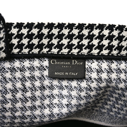 Christian Dior Canvas Houndstooth Embroidered Book Tote Black White 6 of 11