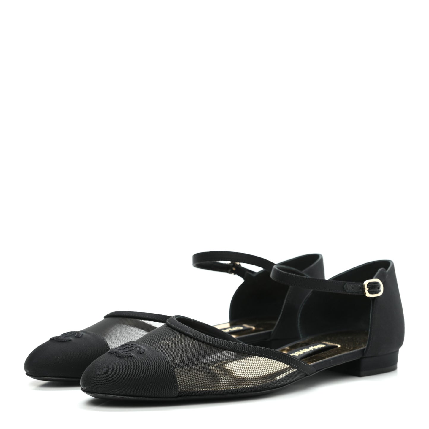 Mesh Grosgrain Cap Toe CC Flats 41 Black