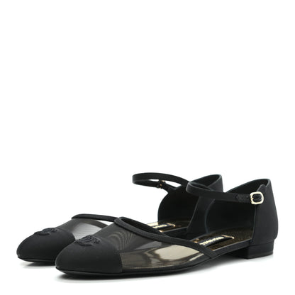 Chanel Mesh Grosgrain Cap Toe CC Flats 41 Black 3 of 12