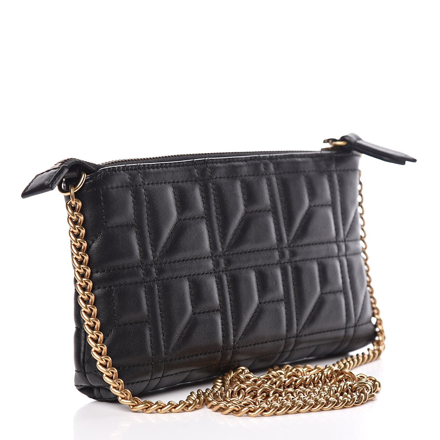 Gucci Calfskin Matelasse Mini Pearly GG Marmont Chain Bag Black 3 of 14
