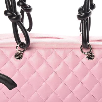 Chanel Calfskin Quilted Large Cambon Bowler Pink Black 20 of 20