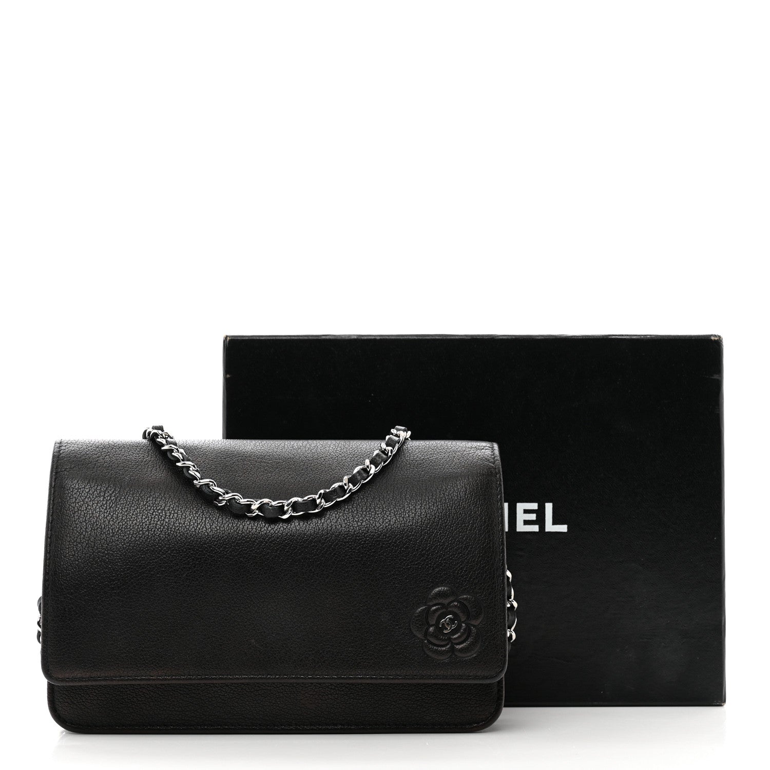 Chanel Calfskin Camellia Wallet on Chain WOC Black 14 of 14