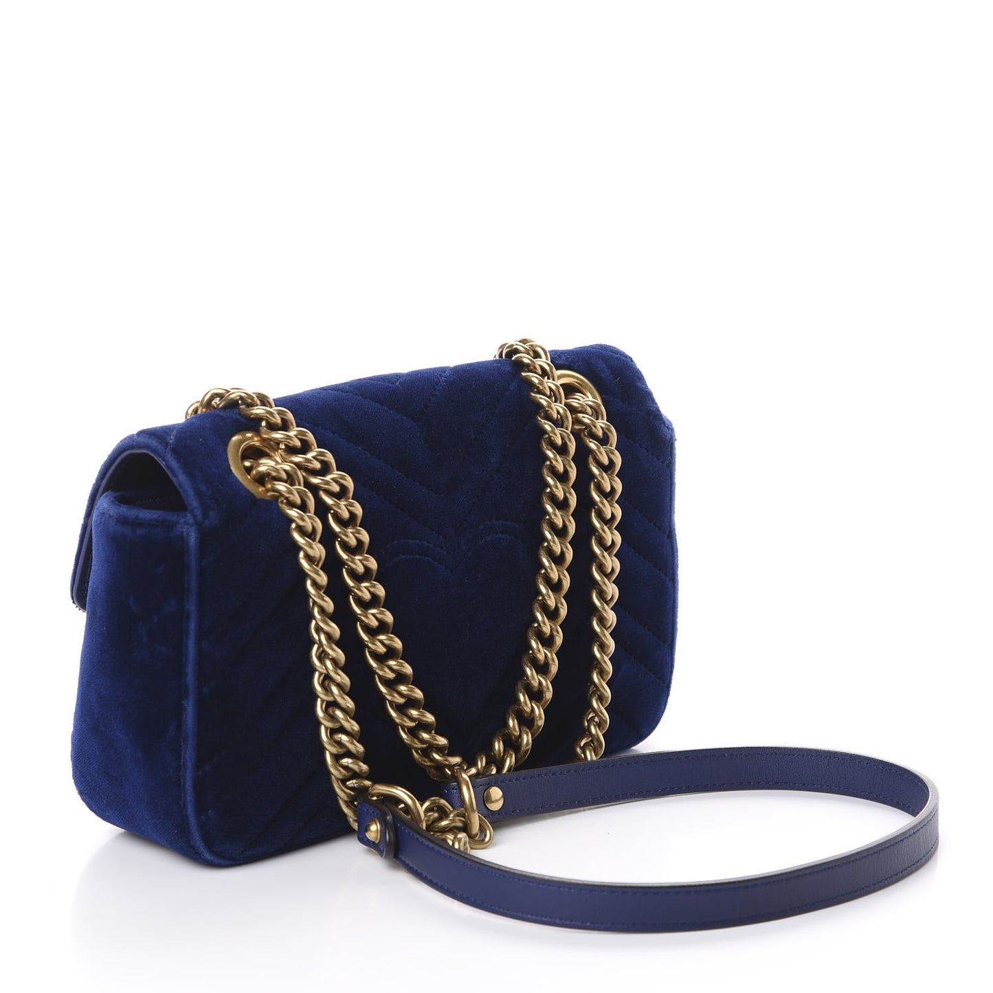 Velvet Matelasse Mini GG Marmont Shoulder Bag Cobalt Blue