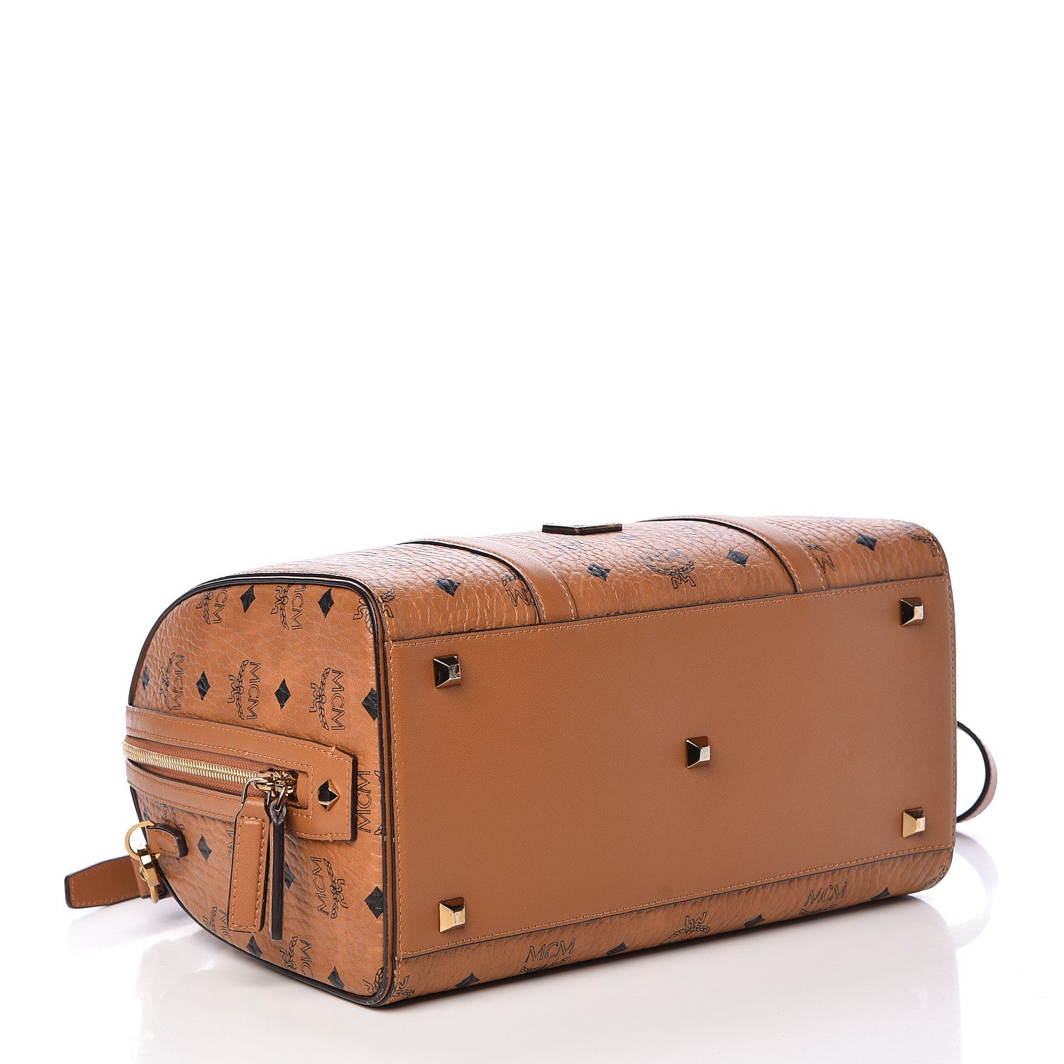 MCM Visetos Medium Boston Bag Cognac 4 of 11