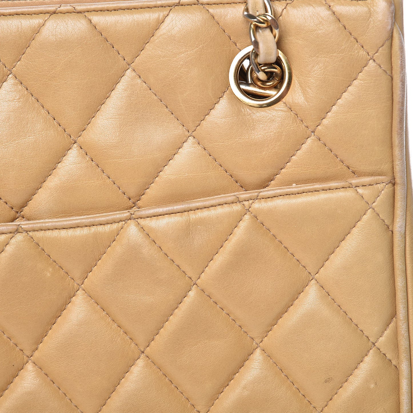 Lambskin Quilted Tote Beige
