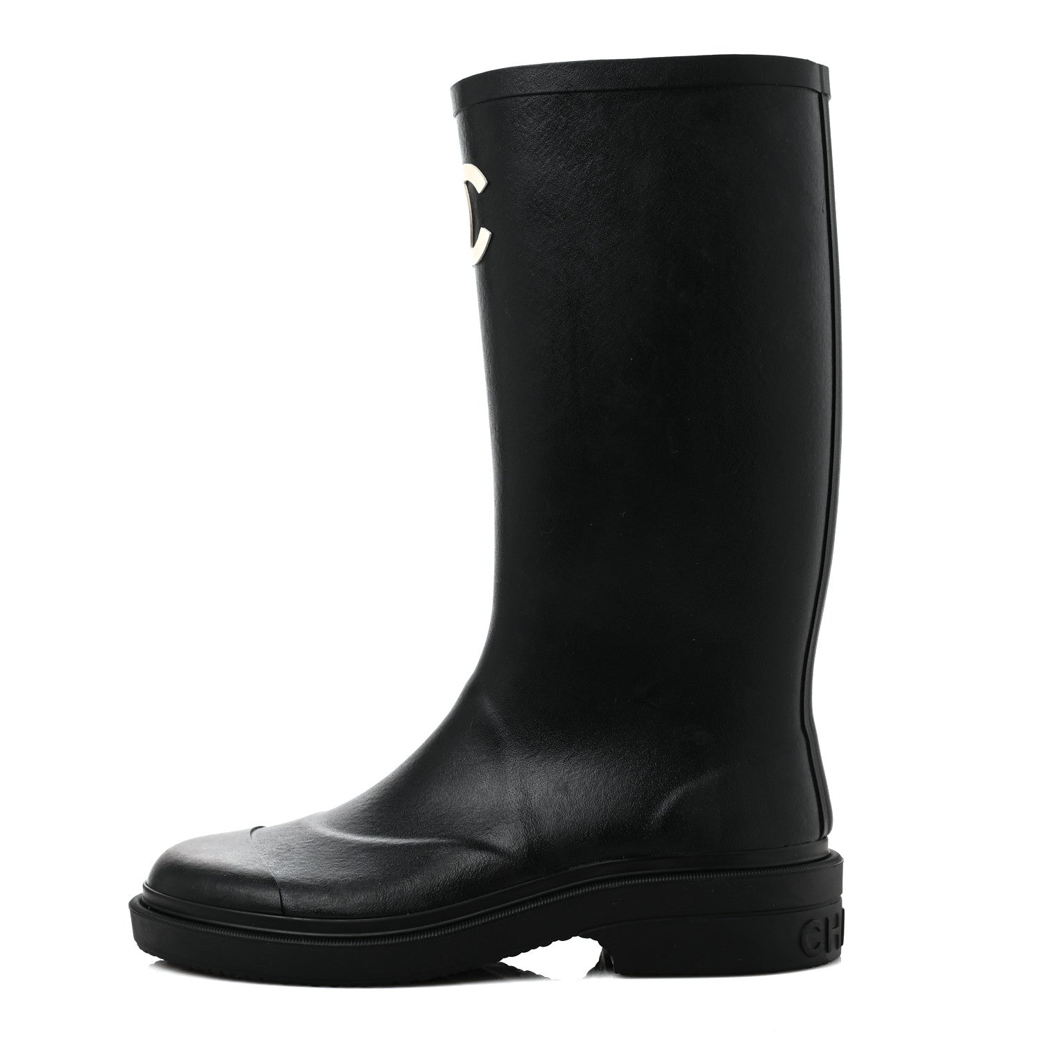 Chanel Caoutchouk CC High Boots 37 Black 1 of 7