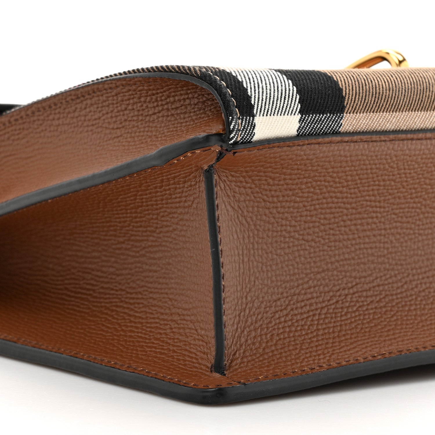 Burberry Derby Calfskin House Check Small Macken Crossbody Bag Tan 10 of 10