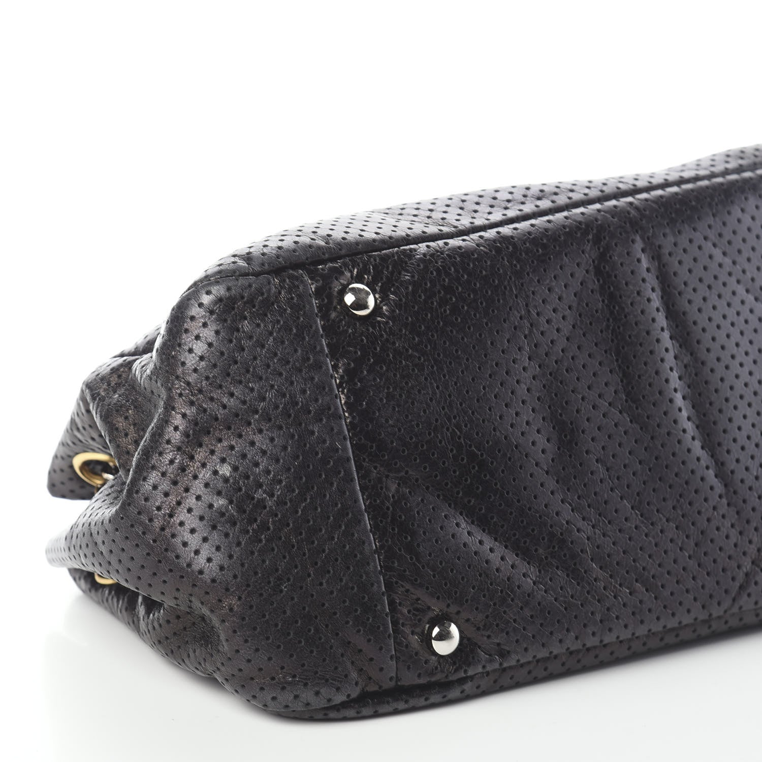 Chanel Metallic Calfskin Perforated Drill Accordion Flap Black 9 of 10