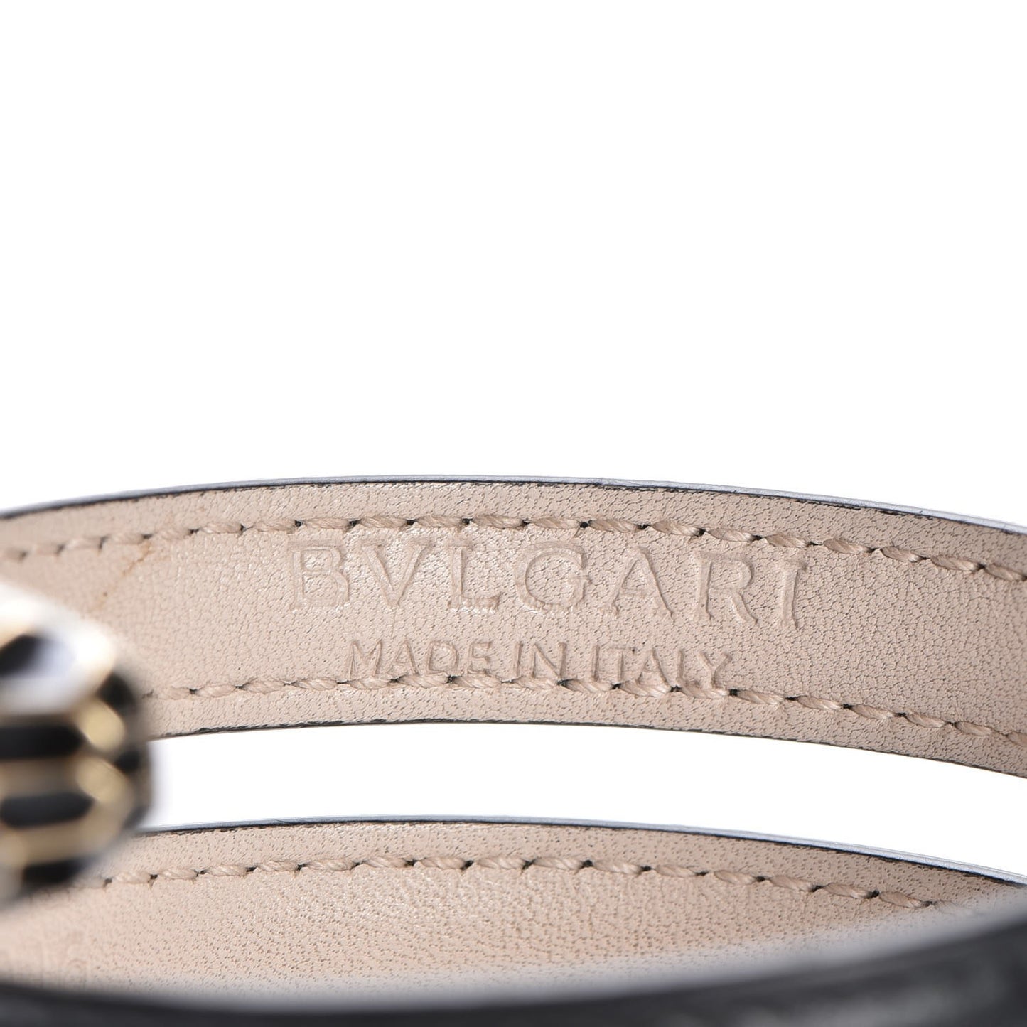 Calfskin Serpenti Forever Double Coil Cleopatra Bracelet M Black