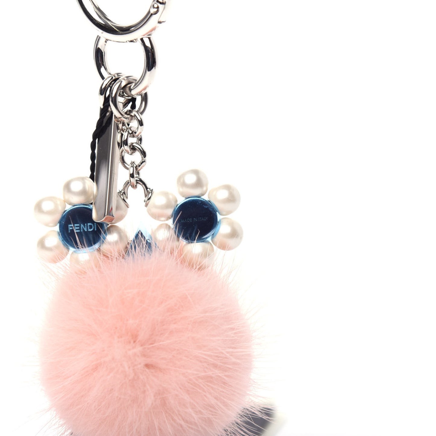 Mink Fur Pearl Chick Pom Pom Bag Charm Seashell