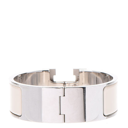 Hermes Enamel Wide Clic Clac H Bracelet PM White 3 of 4