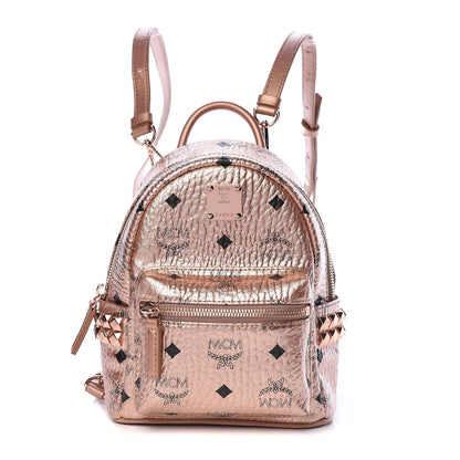 MCM Metallic Visetos Studded X-Mini Bebe Boo Backpack Champagne Gold 1 of 10