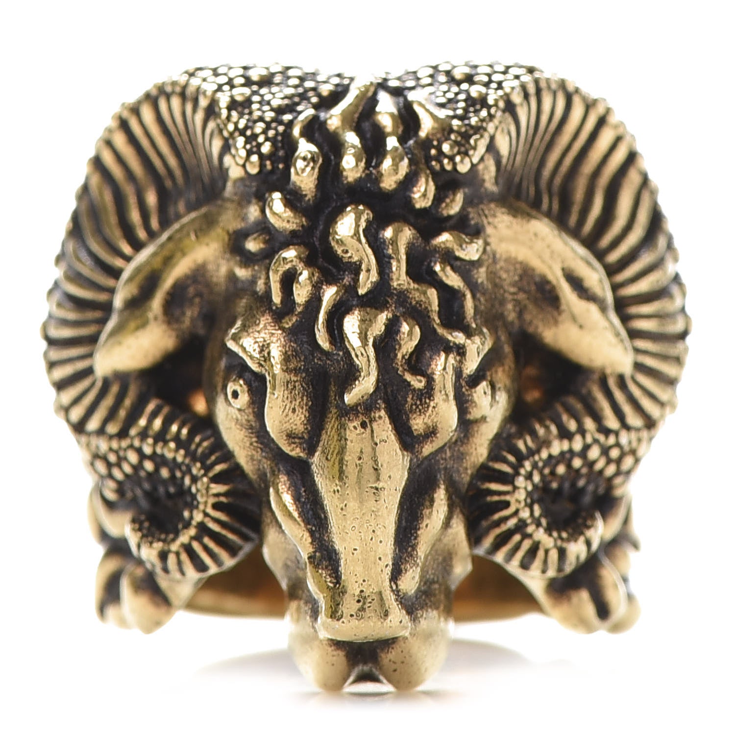 Gucci Metal Aries Ring L Aged Gold 1 of 6