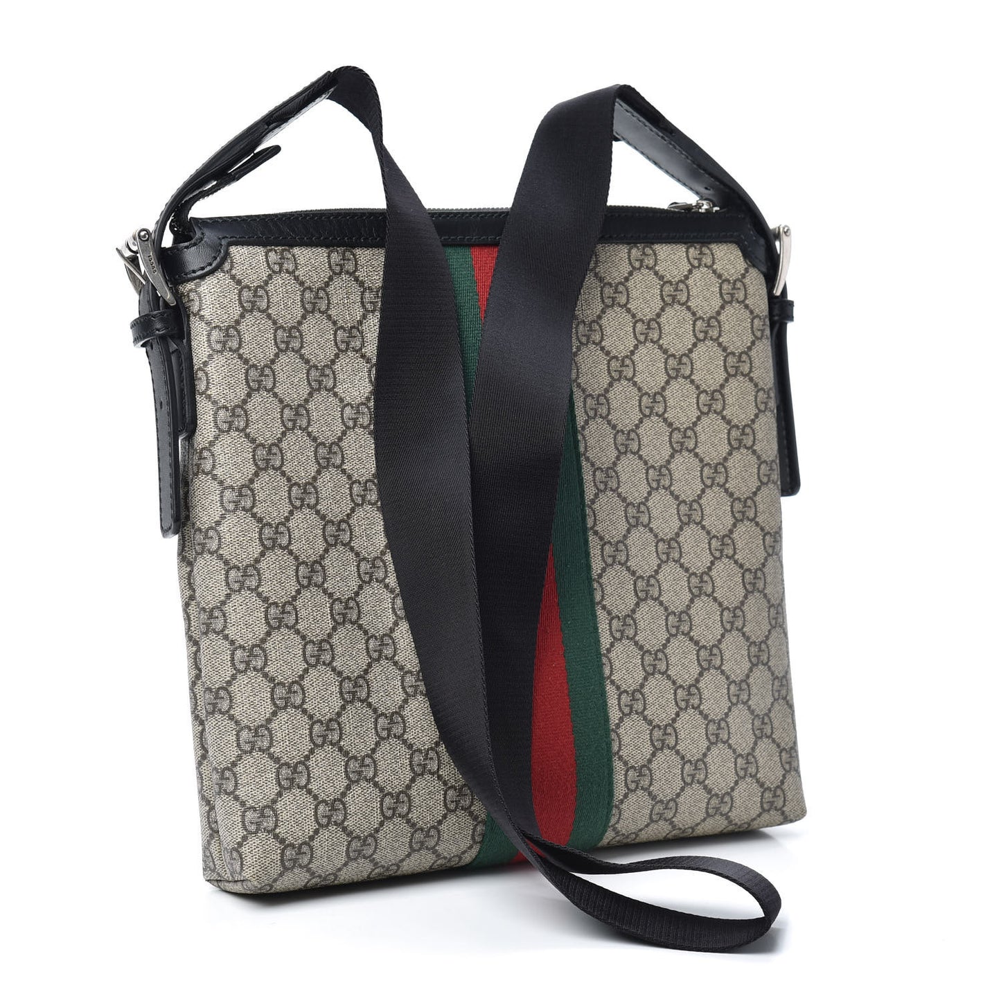 GG Supreme Monogram Web Messenger Bag Black
