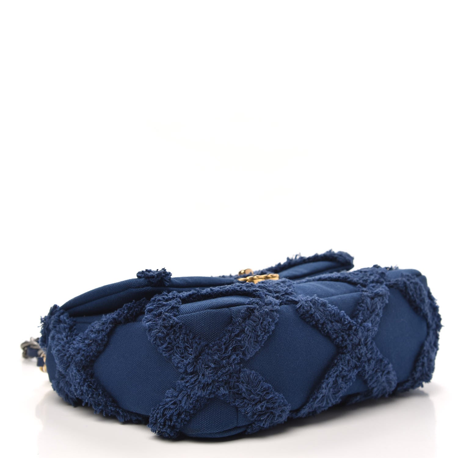 Chanel Cotton Canvas Quilted Medium Chanel 19 Flap Navy Blue 4 of 9