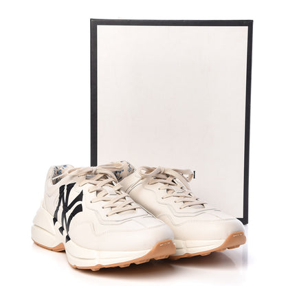 Gucci X MLB Calfskin NY Yankees Mens Rhyton Sneakers 10.5 Mystic White 10 of 10