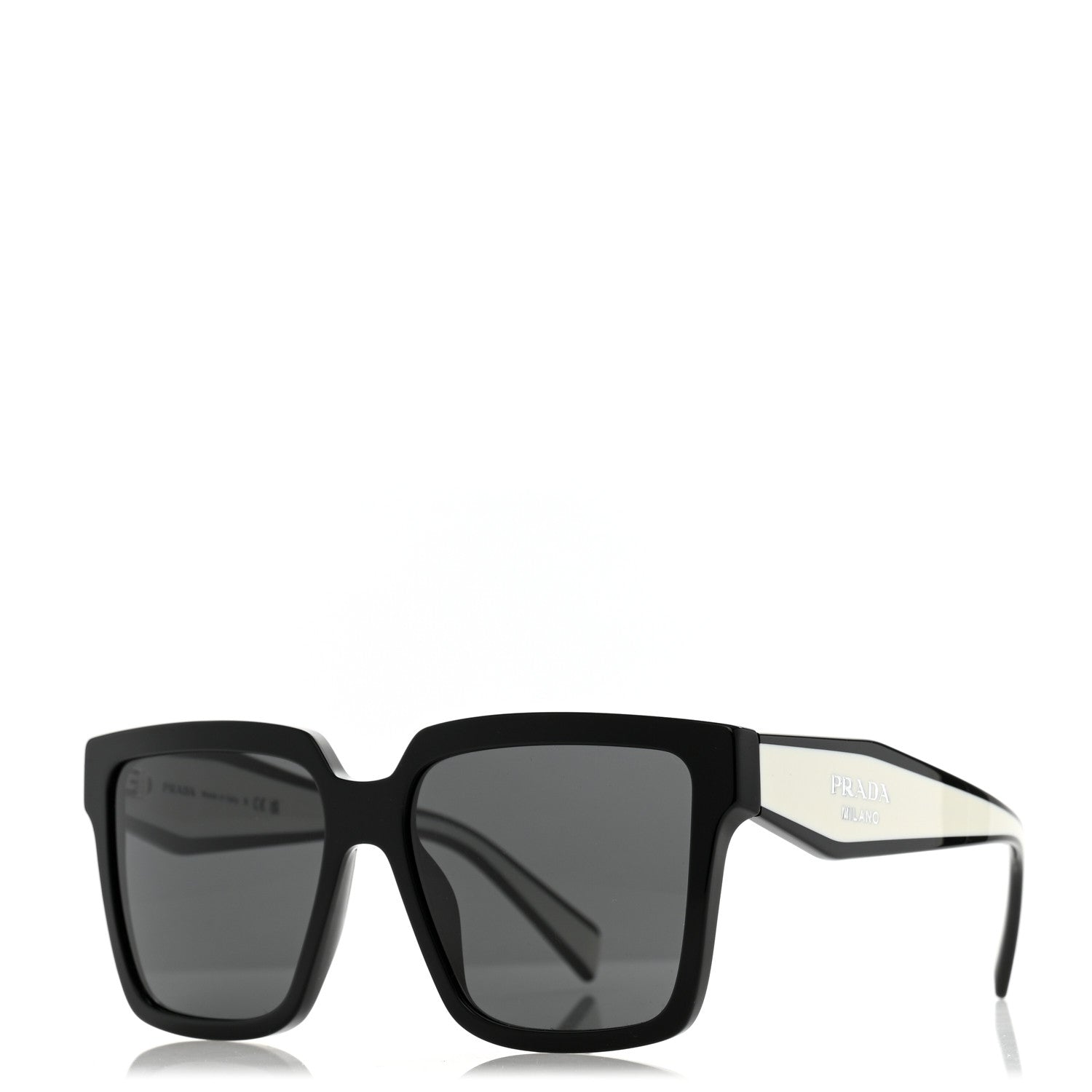 Prada Acetate Square Sunglasses SPR 24Z Black White 1 of 8