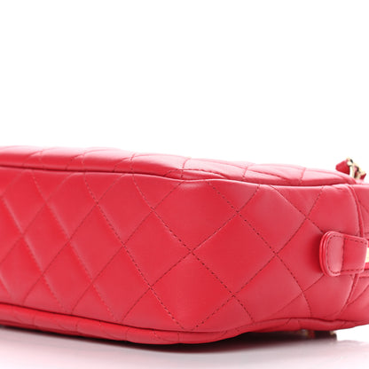Chanel Lambskin Quilted Camera Case Dark Pink 9 of 10