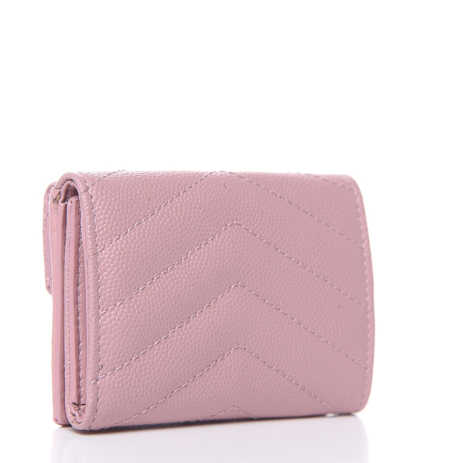Saint Laurent Grain De Poudre Matelasse Chevron Monogram Tiny Wallet Tender Pink 3 of 6
