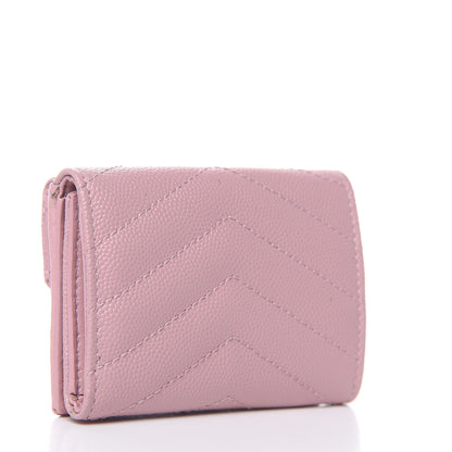 Saint Laurent Grain De Poudre Matelasse Chevron Monogram Tiny Wallet Tender Pink 3 of 6