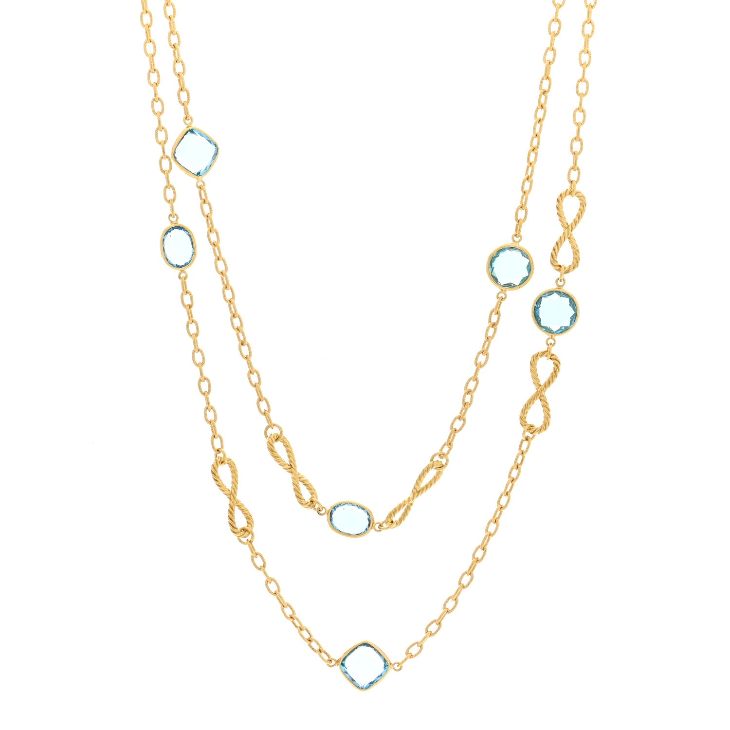 David Yurman 18K Yellow Gold Blue Topaz Infinity Station Necklace 1 of 4