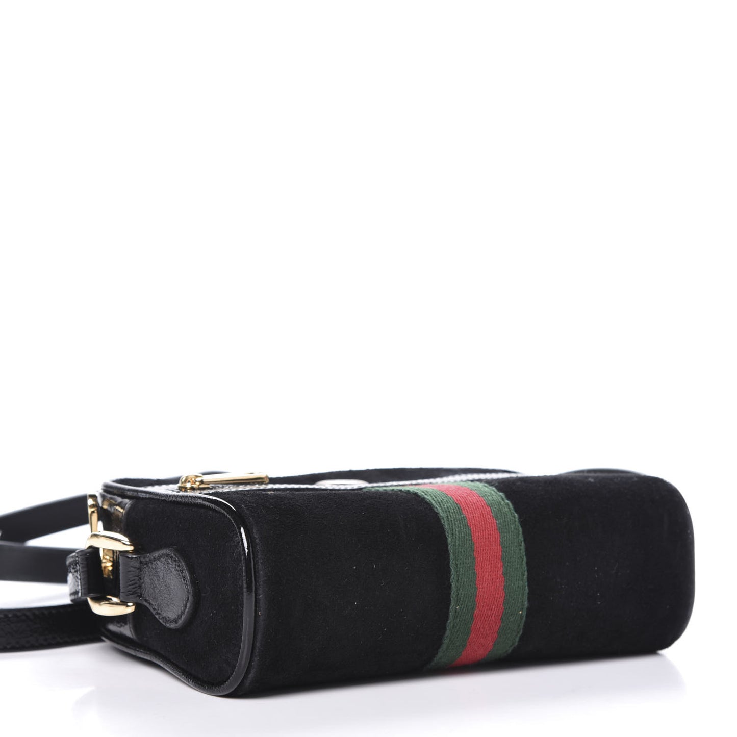 Suede Patent Web Mini Ophidia Shoulder Bag Black