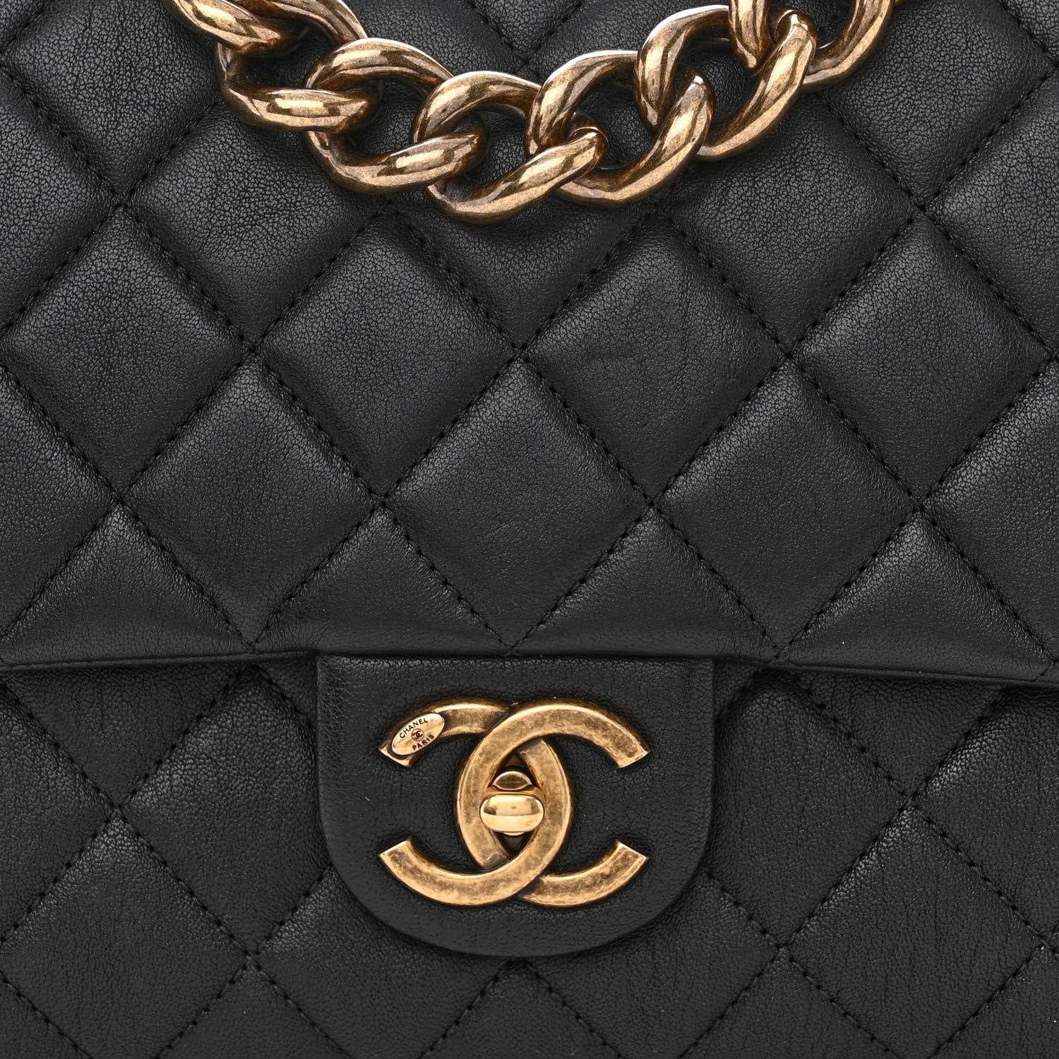 Chanel Shiny Sheepskin Quilted Large Trapezio Flap Black 8 of 13