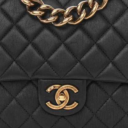 Chanel Shiny Sheepskin Quilted Large Trapezio Flap Black 8 of 13