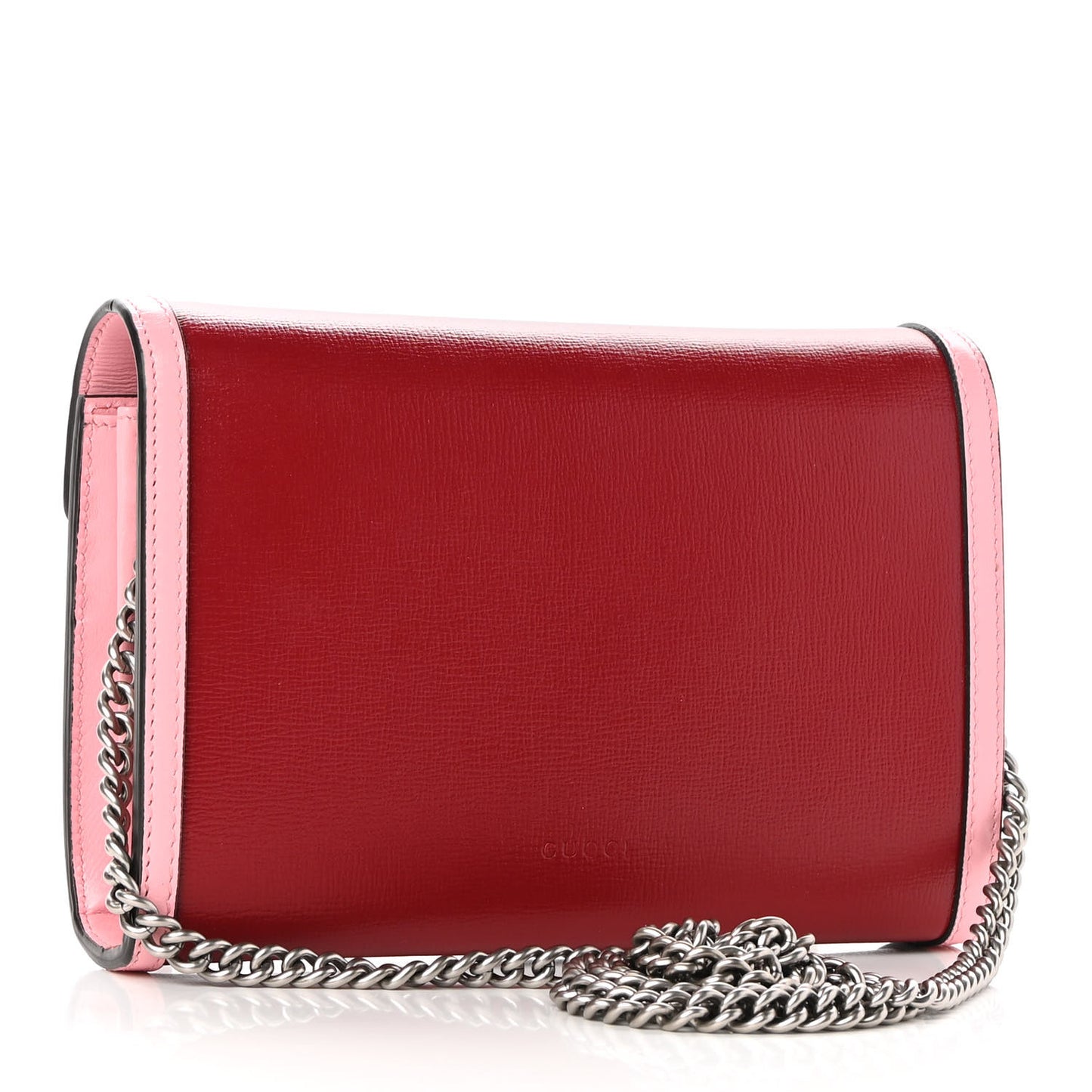 Azalea Calfskin Enamel Mini Dionysus Chain Wallet New Cherry Red Wild Rose Off White