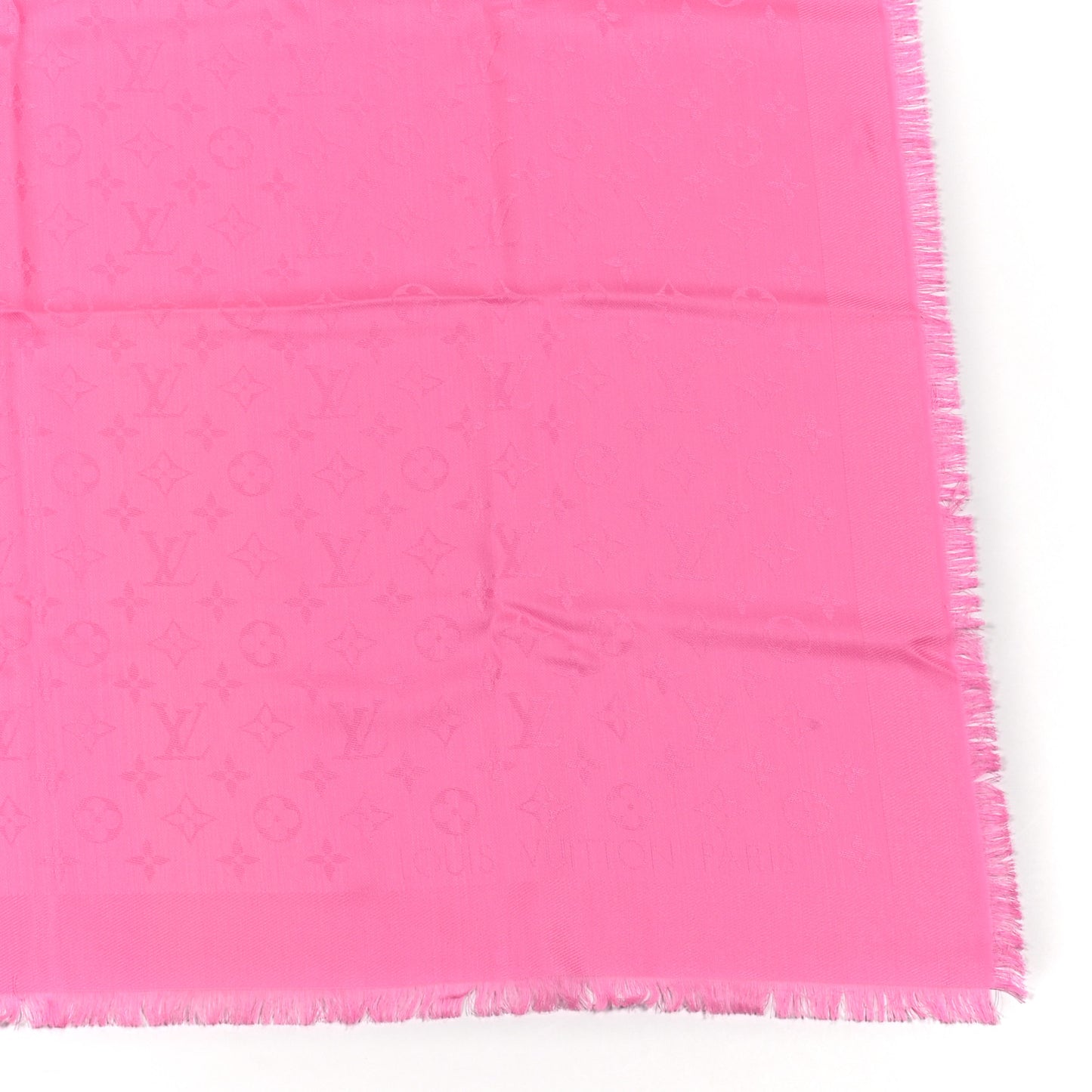 Silk Wool Monogram Shawl Rose Fluo