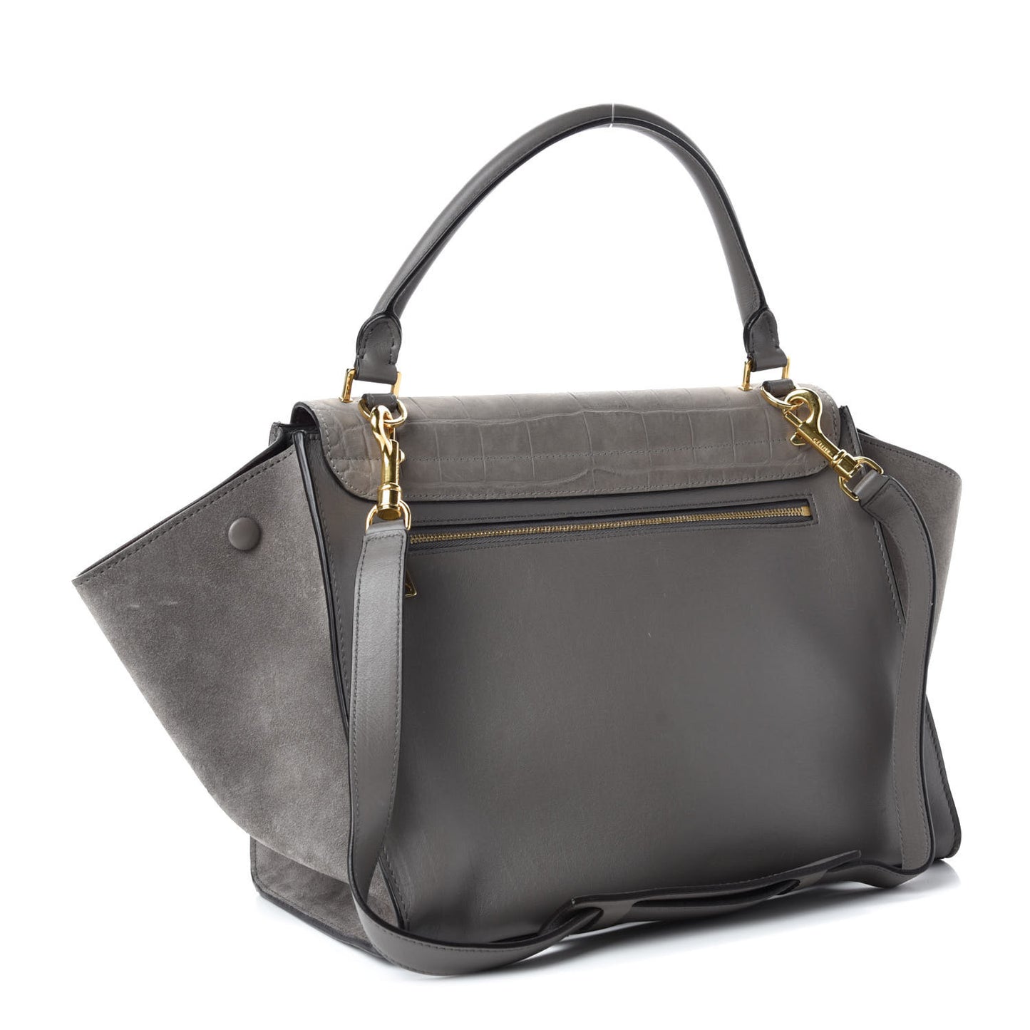 Crocodile Embossed Nubuck Medium Trapeze Grey