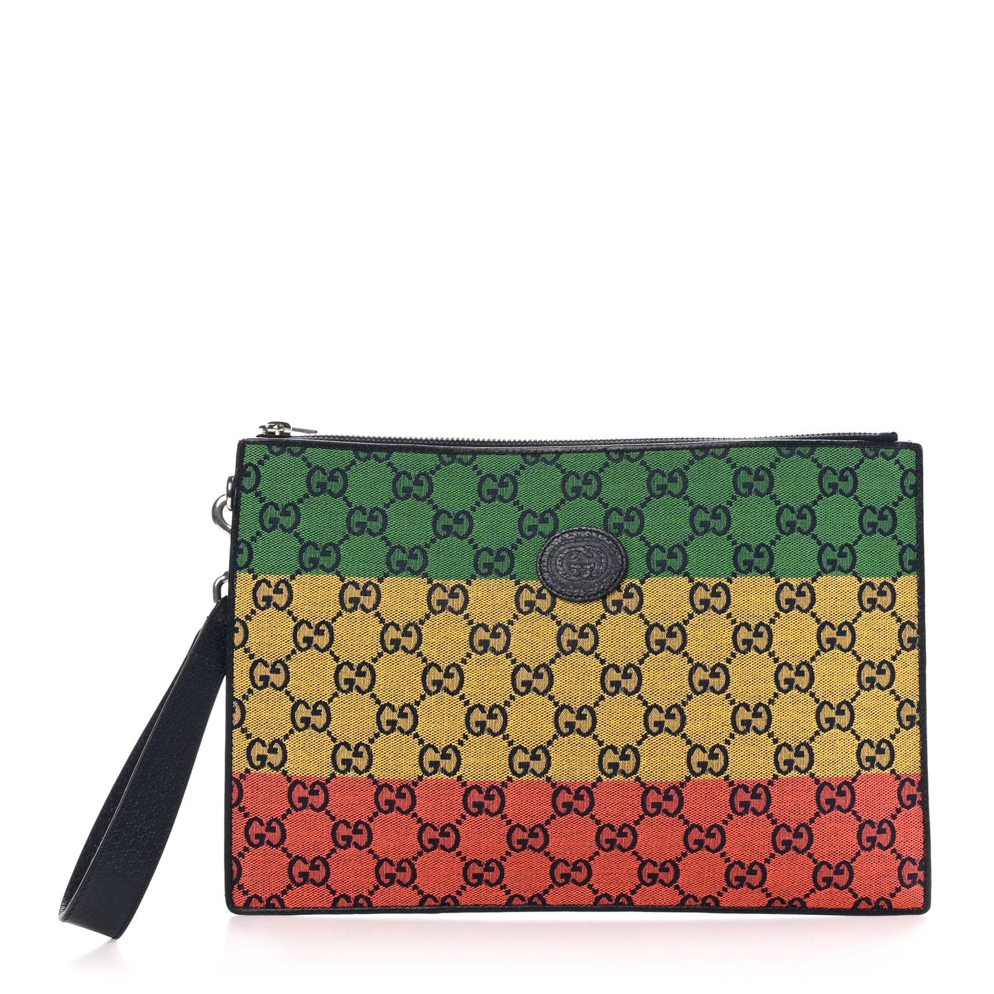 Monogram Multicolor Retro Interlocking G Wristlet Pouch Blue Rainbow Light Blue