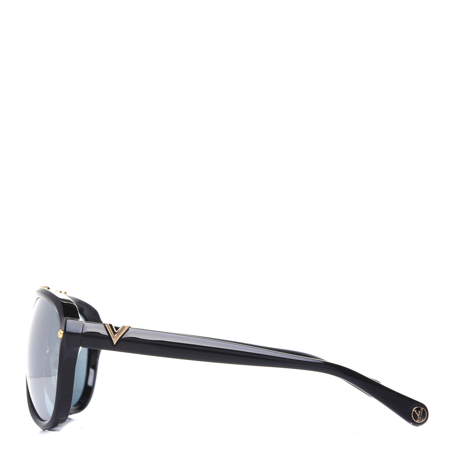 Louis Vuitton Acetate Aviator Serpico Studded Sunglasses Z2357E Black 3 of 8