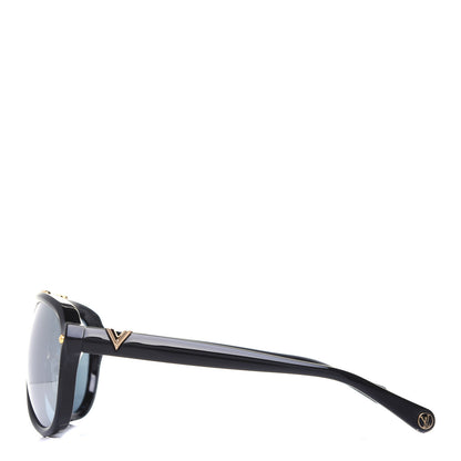 Louis Vuitton Acetate Aviator Serpico Studded Sunglasses Z2357E Black 3 of 8