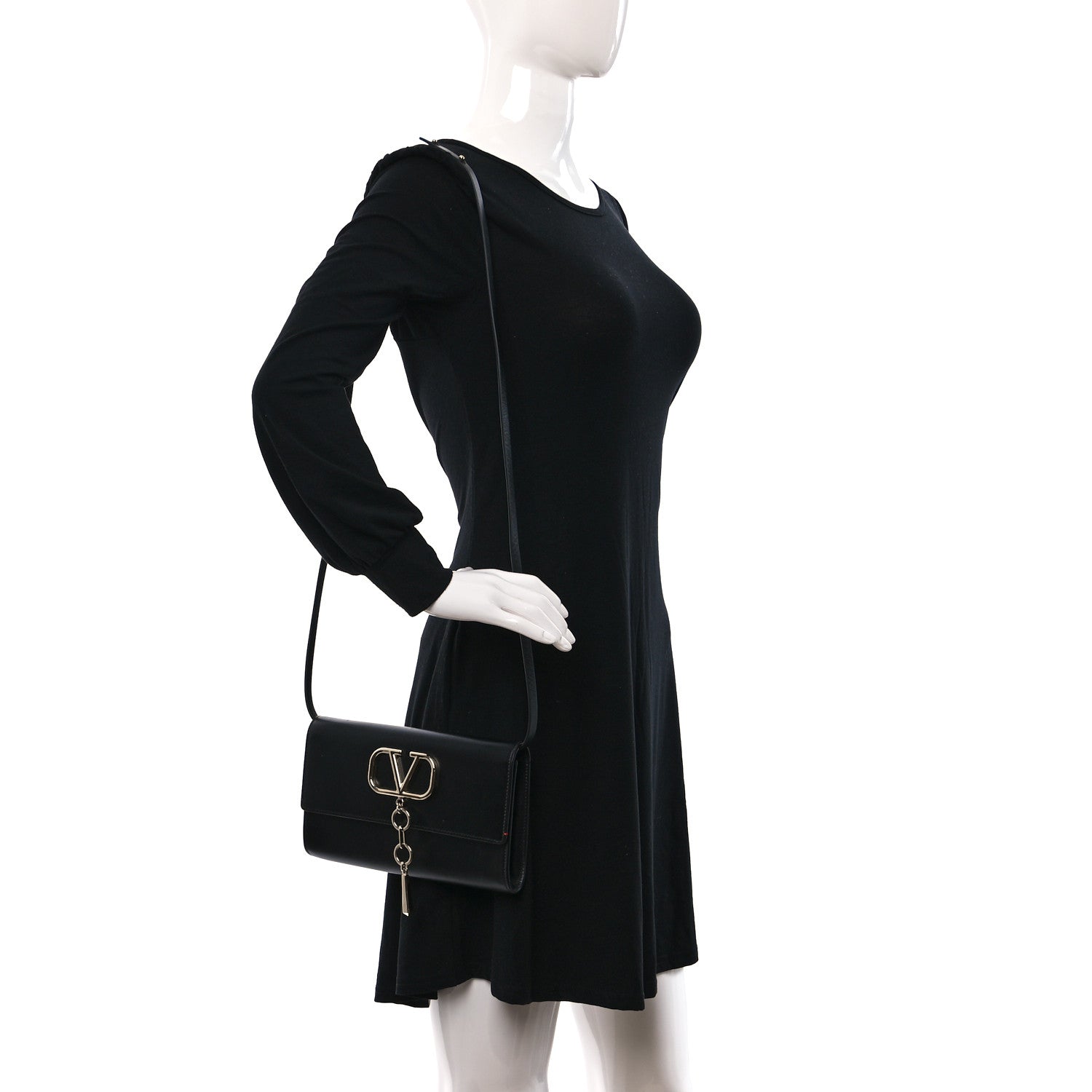 Valentino Garavani Calfskin VCase Chain Wallet Black 2 of 11