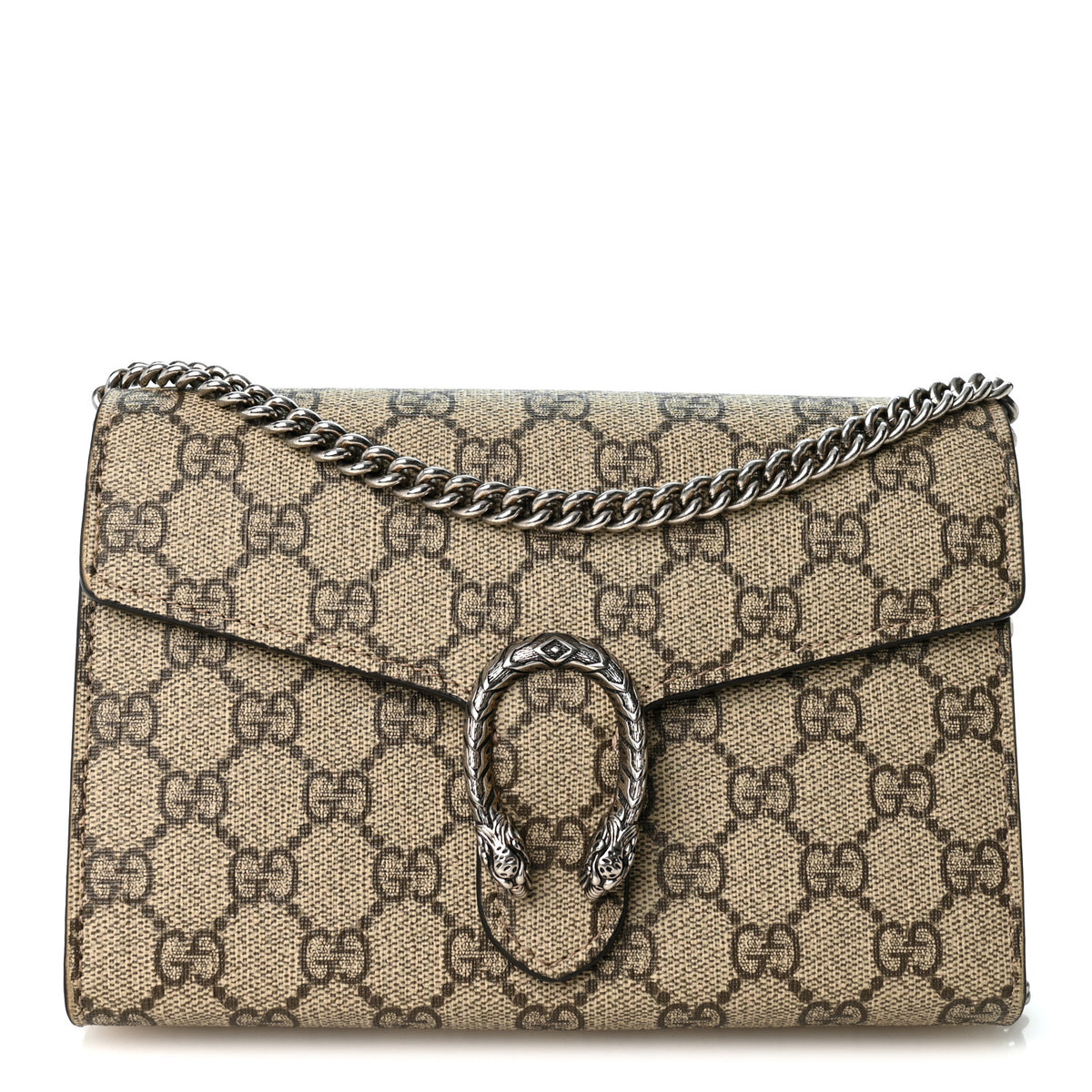 GG Supreme Monogram Mini Dionysus Chain Wallet Beige Taupe